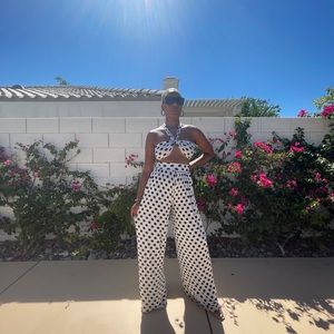 Polka dot 2 piece pant and halter top set